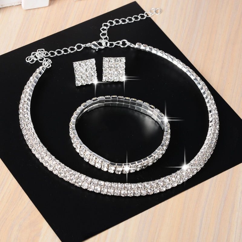Australia Crystal Long Earring Bridal Jewelry Sets