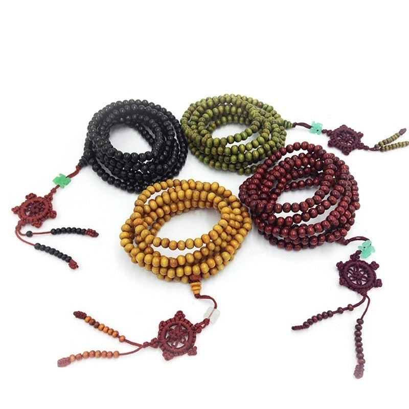 Tibetan Sandalwood Buddhist Buddha 216 Prayer Beads Mala Bracelet