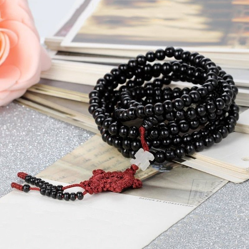 Tibetan Sandalwood Buddhist Buddha 216 Prayer Beads Mala Bracelet