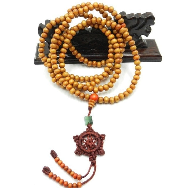 Tibetan Sandalwood Buddhist Buddha 216 Prayer Beads Mala Bracelet