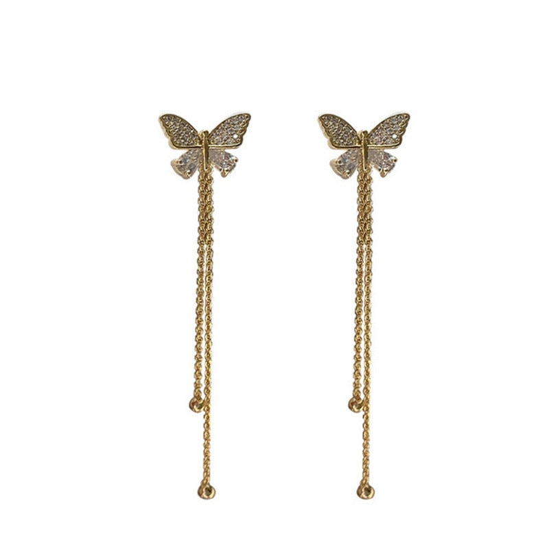 New Butterfly Tassel Drop Earrings