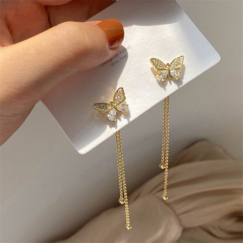 New Butterfly Tassel Drop Earrings