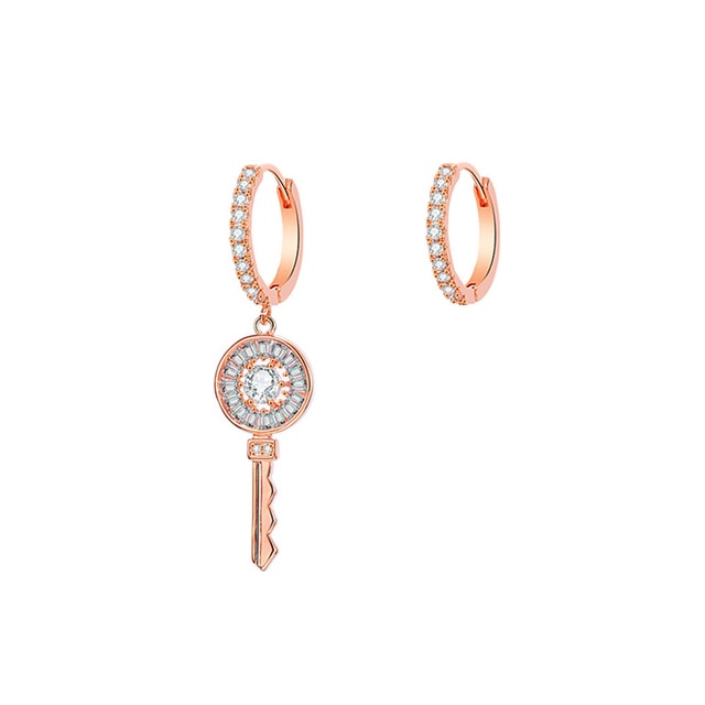 Micro Pave CZ Key Lock Hanging Earrings For Women