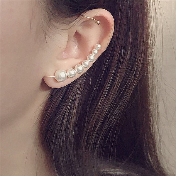 Pendientes de clip redondos de perlas de moda para mujer