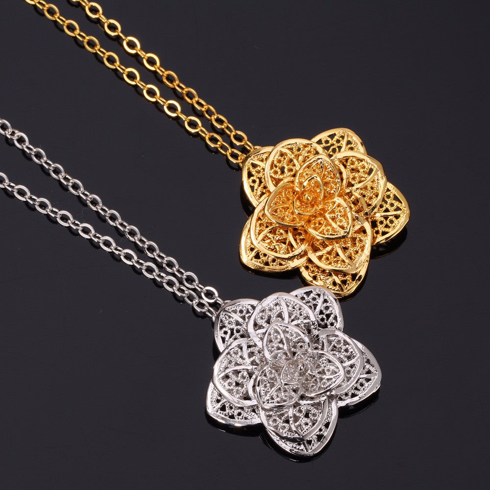 Gold Necklace Cuff Bracelet Drop Earrings & Ring Bridal Wedding Jewelry Set
