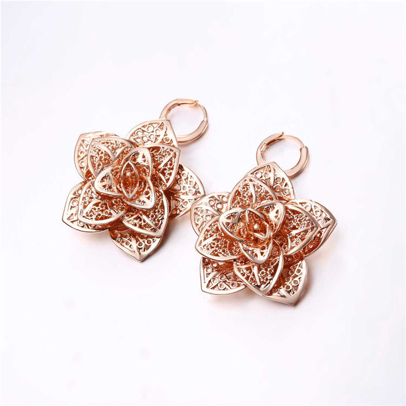 Gold Necklace Cuff Bracelet Drop Earrings & Ring Bridal Wedding Jewelry Set