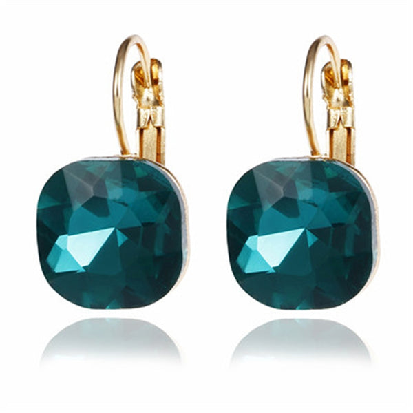 Pendientes de cristal de moda para mujer con diamantes de imitación azules en 6 colores