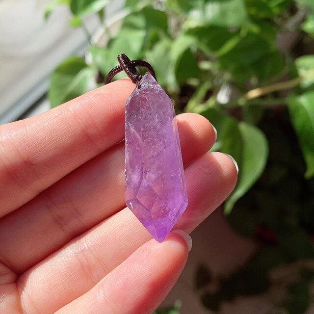 Big Natural  Crystal Bullet Hexagonal Pendulum Pendant