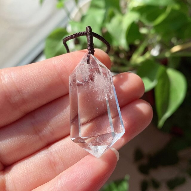 Big Natural  Crystal Bullet Hexagonal Pendulum Pendant