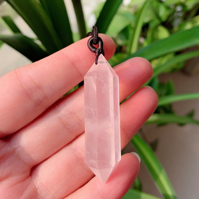 Big Natural  Crystal Bullet Hexagonal Pendulum Pendant