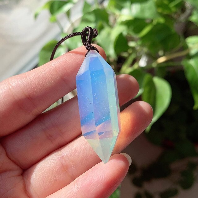 Big Natural  Crystal Bullet Hexagonal Pendulum Pendant