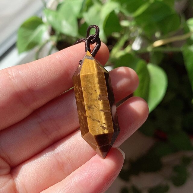 Big Natural  Crystal Bullet Hexagonal Pendulum Pendant