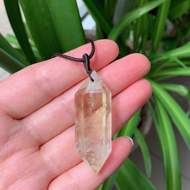 Big Natural  Crystal Bullet Hexagonal Pendulum Pendant