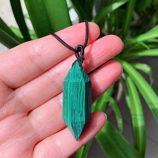Big Natural  Crystal Bullet Hexagonal Pendulum Pendant