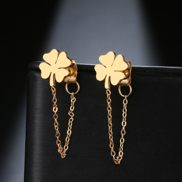 Geometric Element Stars Heart Fashion Tassel Chain Earrings