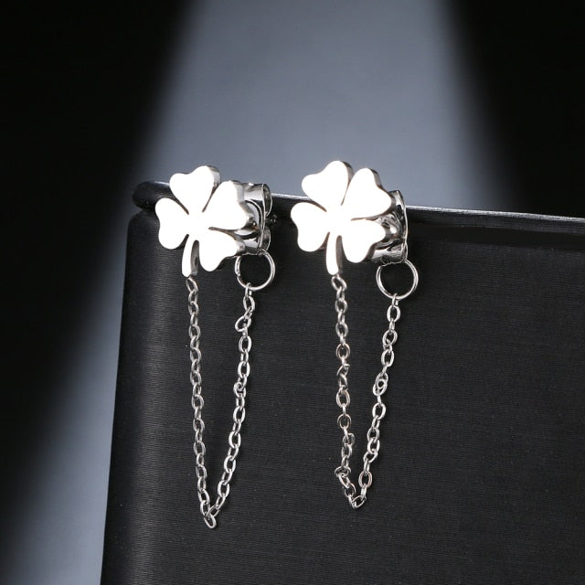 Geometric Element Stars Heart Fashion Tassel Chain Earrings