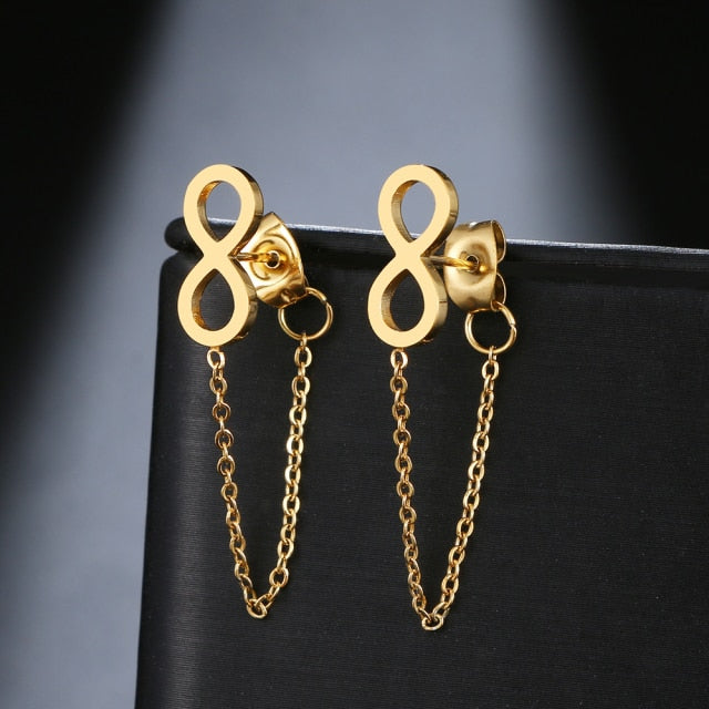 Geometric Element Stars Heart Fashion Tassel Chain Earrings