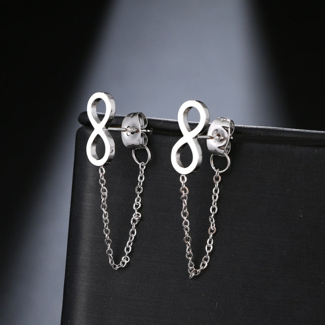 Geometric Element Stars Heart Fashion Tassel Chain Earrings