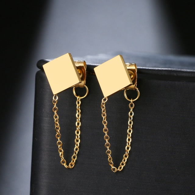 Geometric Element Stars Heart Fashion Tassel Chain Earrings
