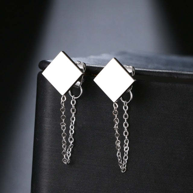 Geometric Element Stars Heart Fashion Tassel Chain Earrings