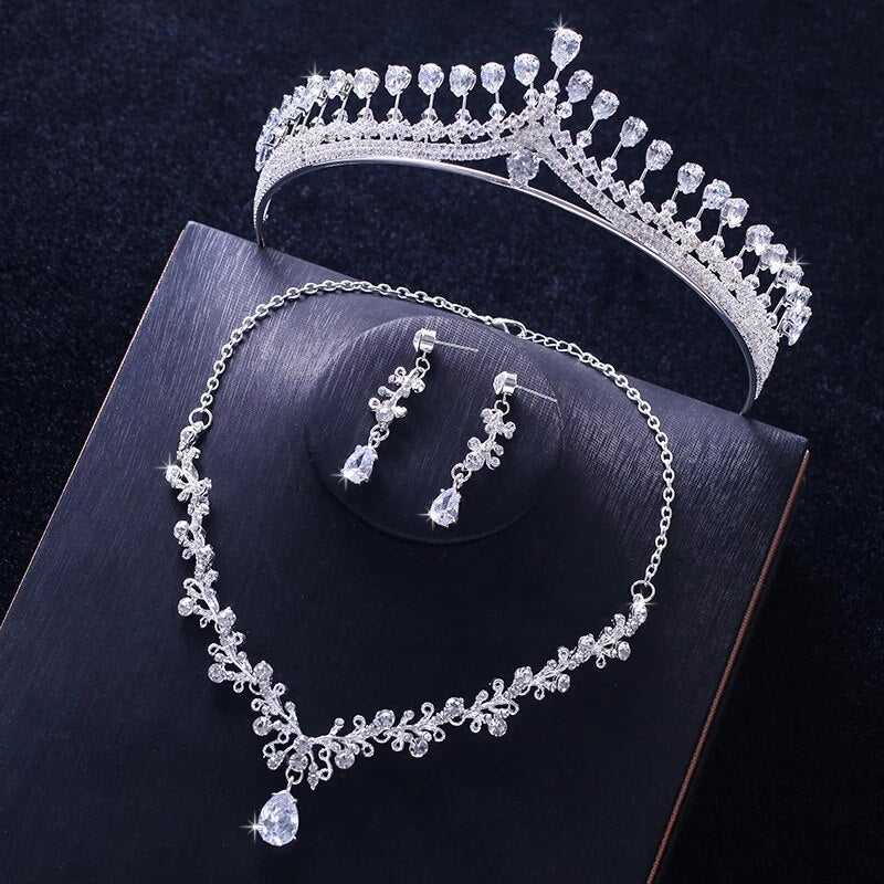 Baroque Luxury Crystal Cubic Zirconia Bridal Jewelry Sets