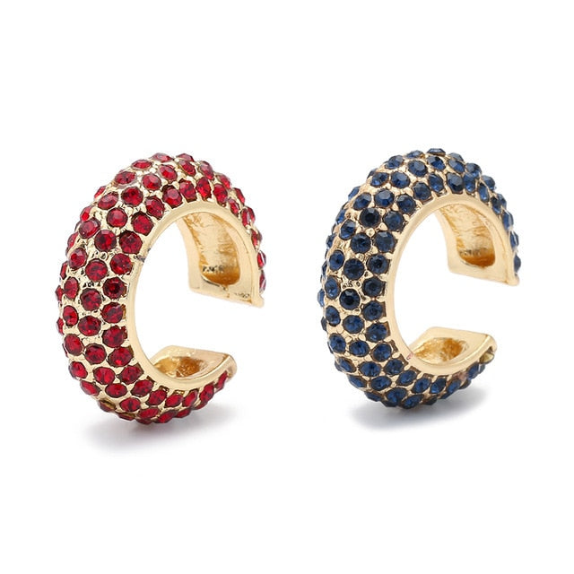 New Arrival Multicolor CZ Crystal Ear Cuff Stackable C Shaped Ear Clips