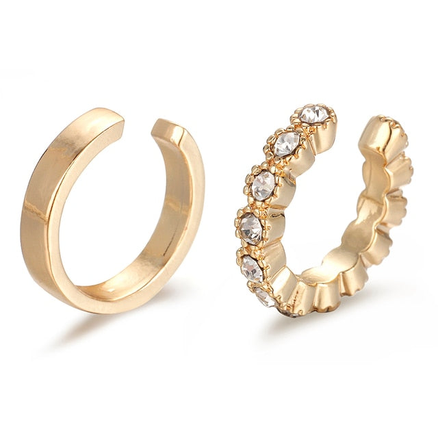 New Arrival Multicolor CZ Crystal Ear Cuff Stackable C Shaped Ear Clips