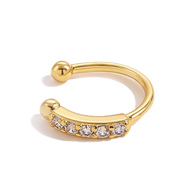 New Arrival Multicolor CZ Crystal Ear Cuff Stackable C Shaped Ear Clips