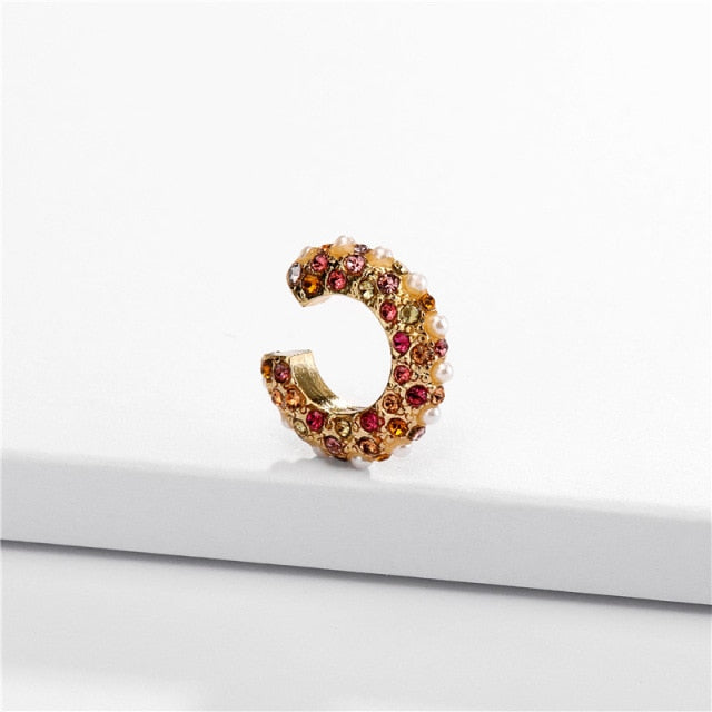 New Arrival Multicolor CZ Crystal Ear Cuff Stackable C Shaped Ear Clips