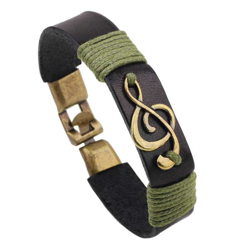 Bronze Punk Handmade Wide Men Leather Bracelets