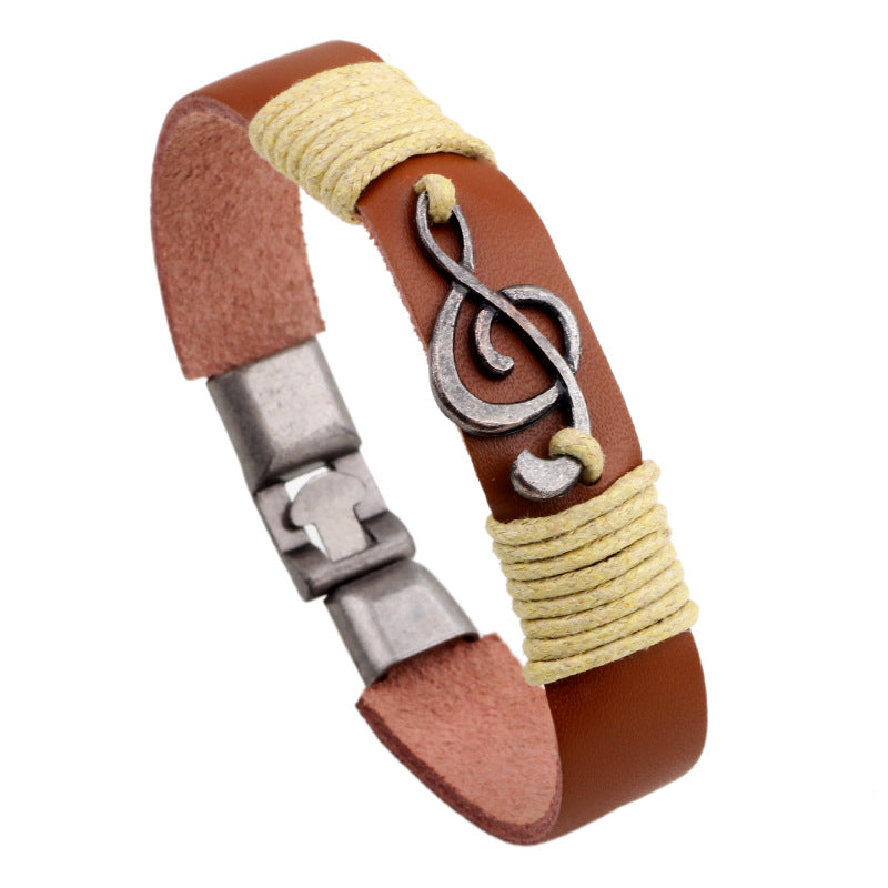 Bronze Punk Handmade Wide Men Leather Bracelets