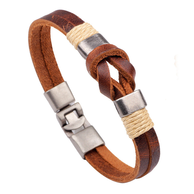 Bronze Punk Handmade Wide Men Leather Bracelets