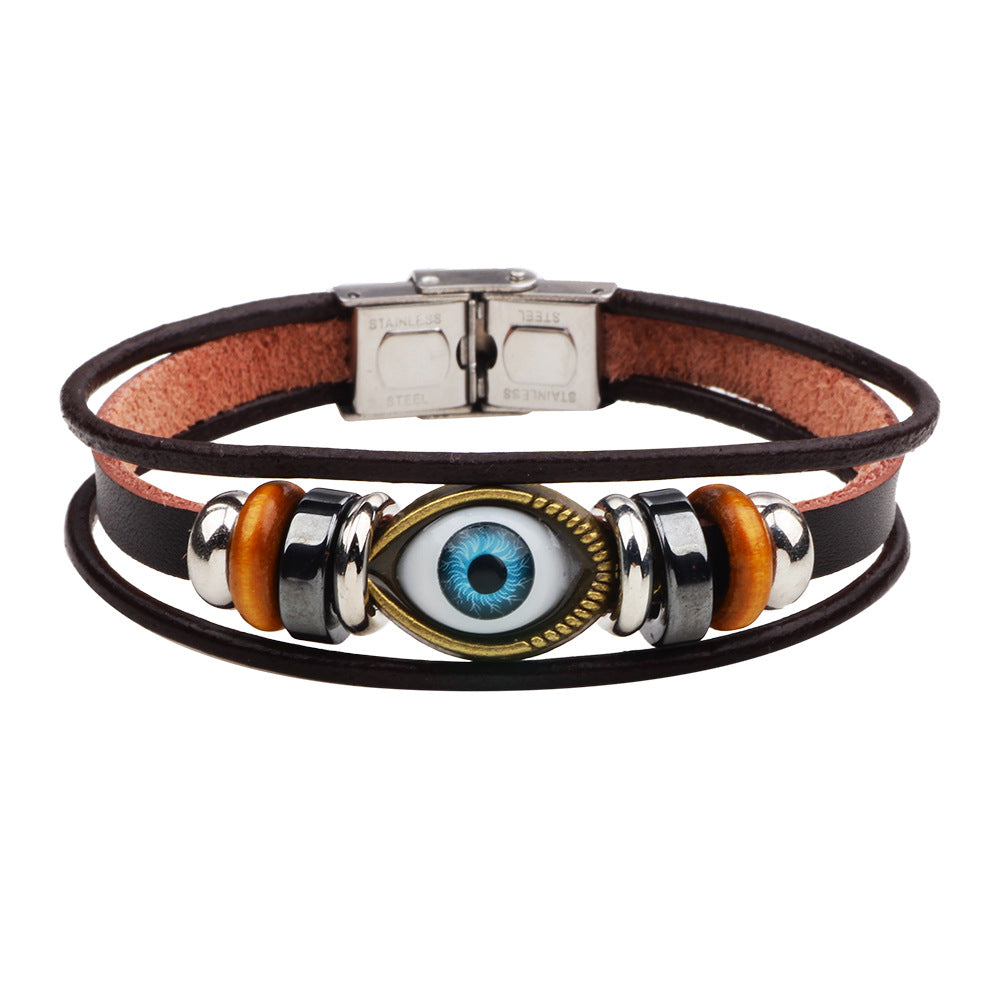 Bronze Punk Handmade Wide Men Leather Bracelets