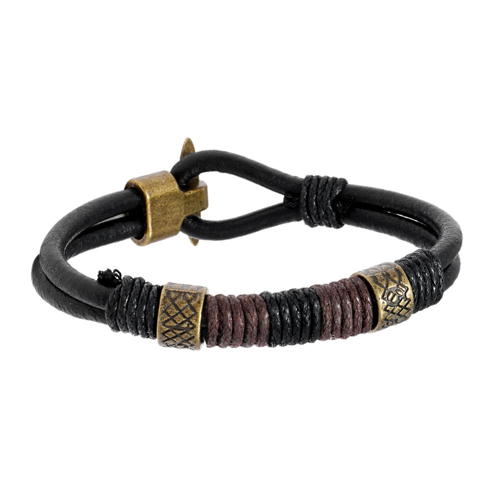 Bronze Punk Handmade Wide Men Leather Bracelets