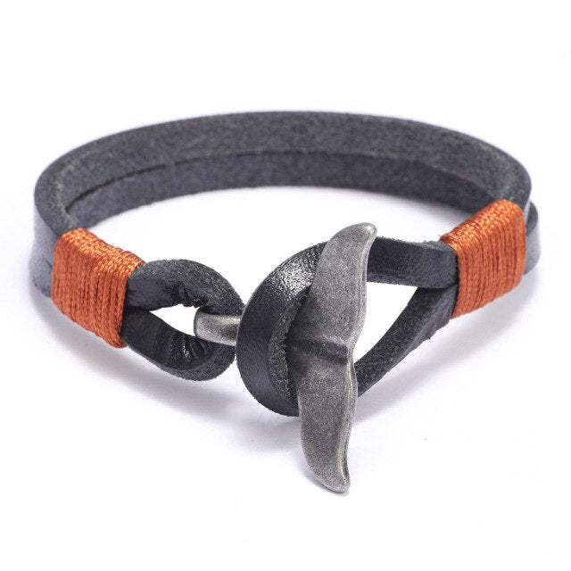 Bronze Punk Handmade Wide Men Leather Bracelets