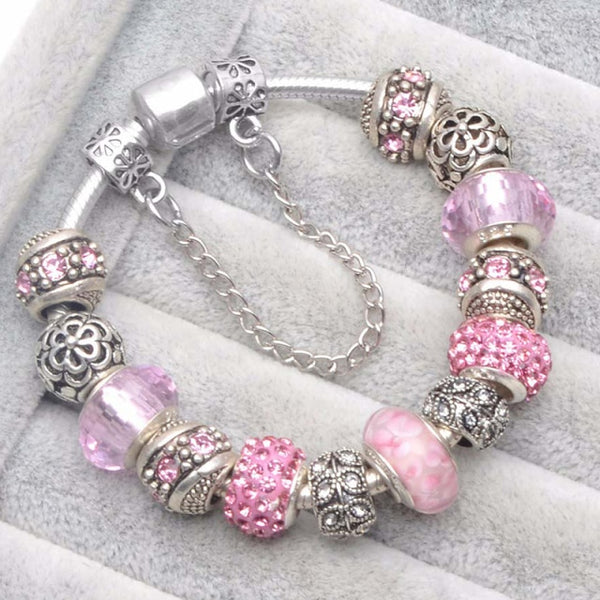 Luxury Crystal Flower Charm Bracelets & Bangles