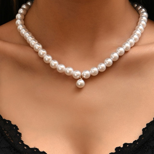 Trend Elegant Jewelry Wedding Big Pearl Necklace