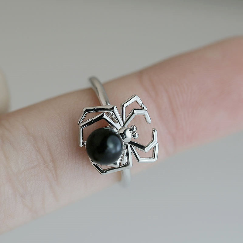 Creative Gothic Black Belly Spider Animal Ring
