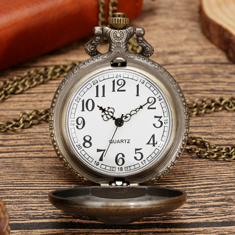 Antique Steampunk Retro Bronze Hells Bell Pattern Quartz Pocket Watch
