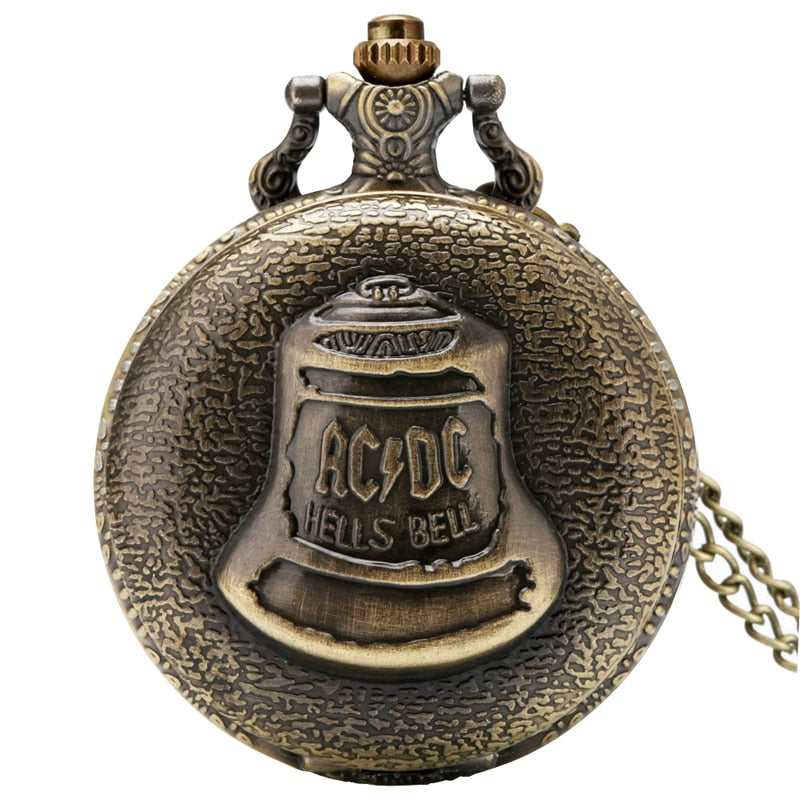 Antique Steampunk Retro Bronze Hells Bell Pattern Quartz Pocket Watch