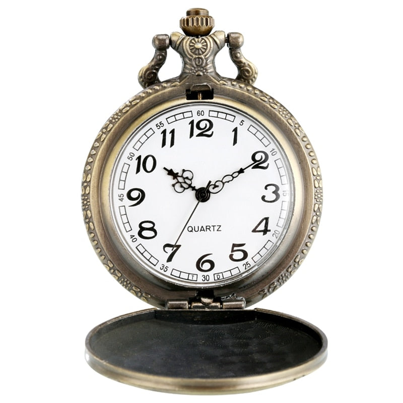 Antique Steampunk Retro Bronze Hells Bell Pattern Quartz Pocket Watch