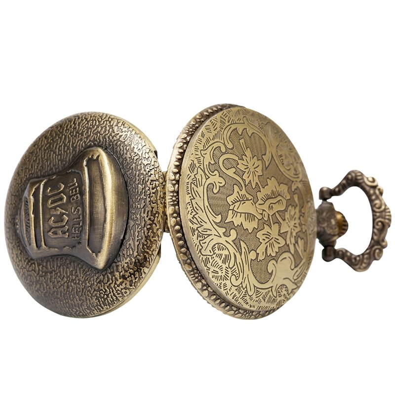 Antique Steampunk Retro Bronze Hells Bell Pattern Quartz Pocket Watch
