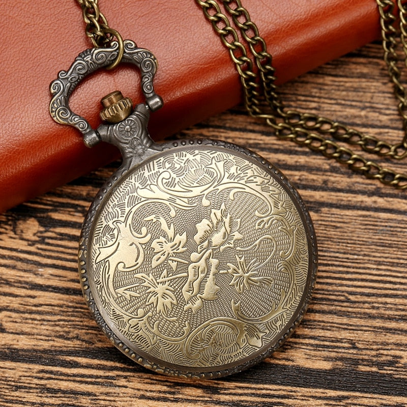 Antique Steampunk Retro Bronze Hells Bell Pattern Quartz Pocket Watch