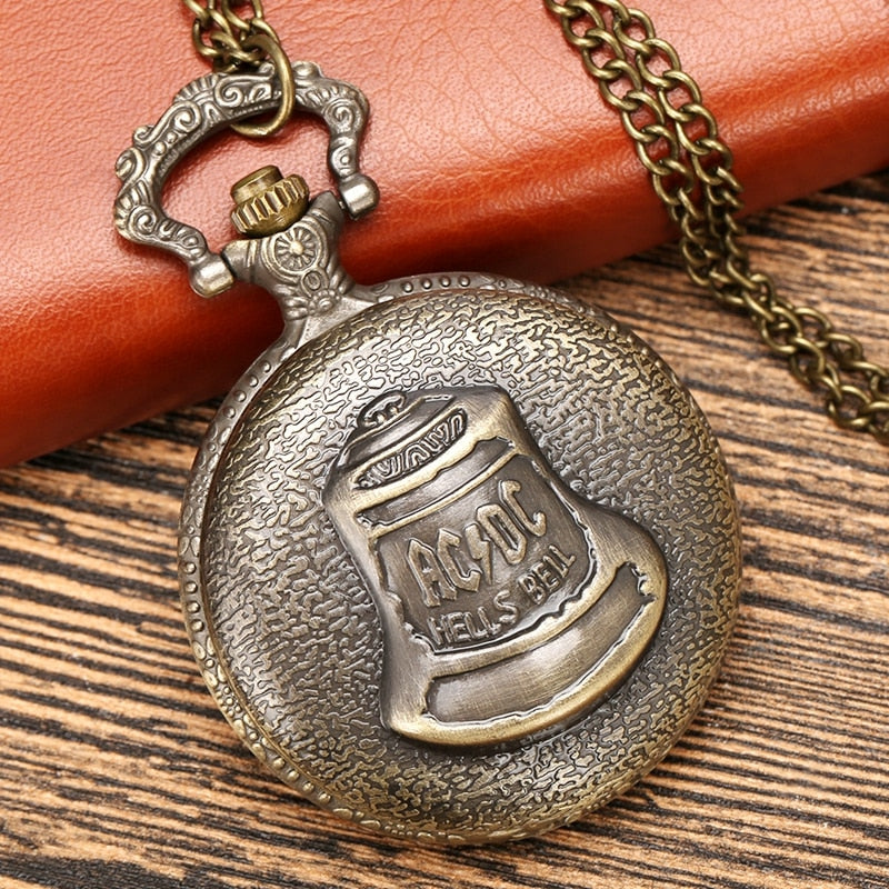 Antique Steampunk Retro Bronze Hells Bell Pattern Quartz Pocket Watch