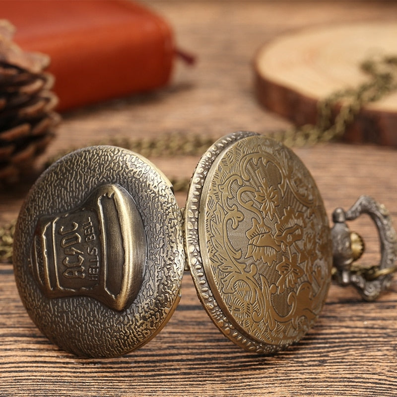 Antique Steampunk Retro Bronze Hells Bell Pattern Quartz Pocket Watch