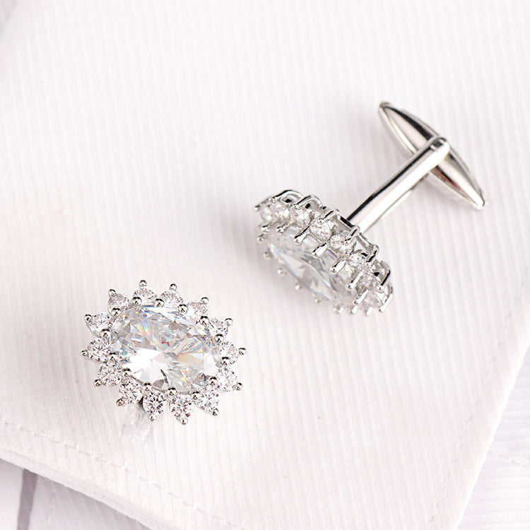 Men Luxury Rhinestone Crystal Cufflinks