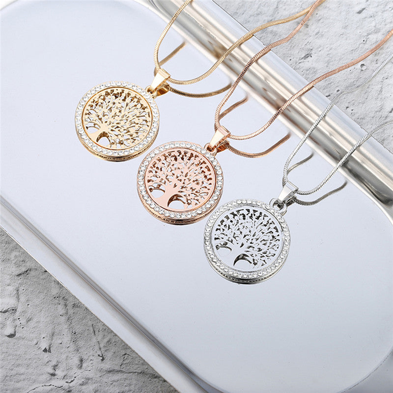 Hot Tree of Life Crystal Round Small Pendant Necklace