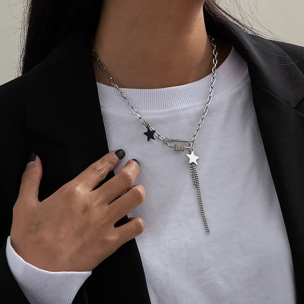 Chain With Stars/Tassel Pendants Necklace