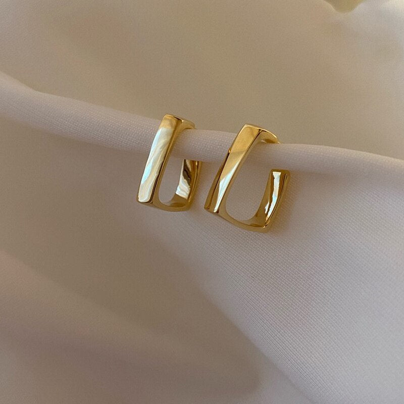 Fashion Square Metal Hoop Earrings for Women