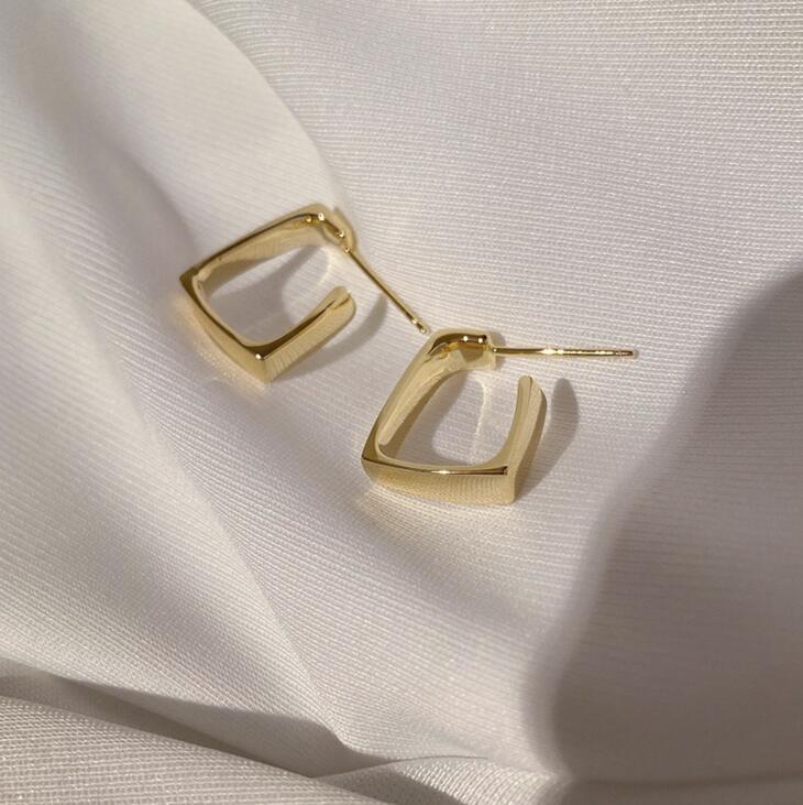 Fashion Square Metal Hoop Earrings for Women